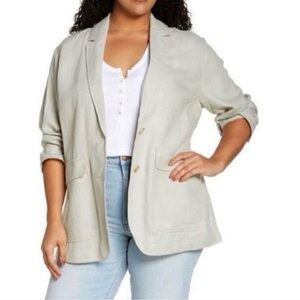 Madewell Breezewoven Basketweave Linen Blend Larsen Blazer-Ashen Sage NWT Large